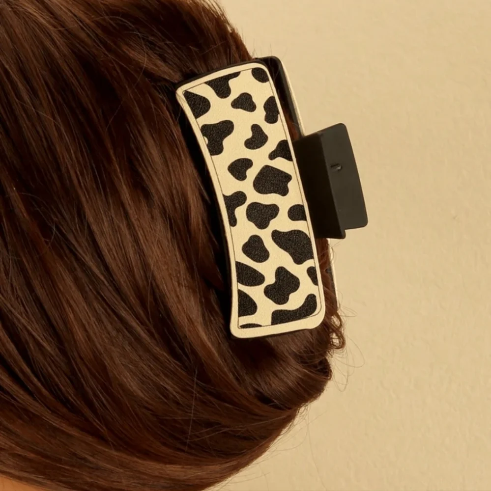 Cow Print Faux Leather Western Boho Southwestern Hair Claw Rodeo Gift
